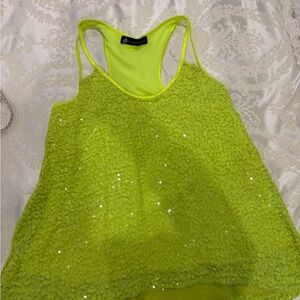 Lime Green Sequin Tank Top